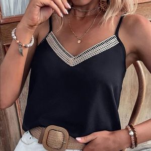 Boho lace trim cami top